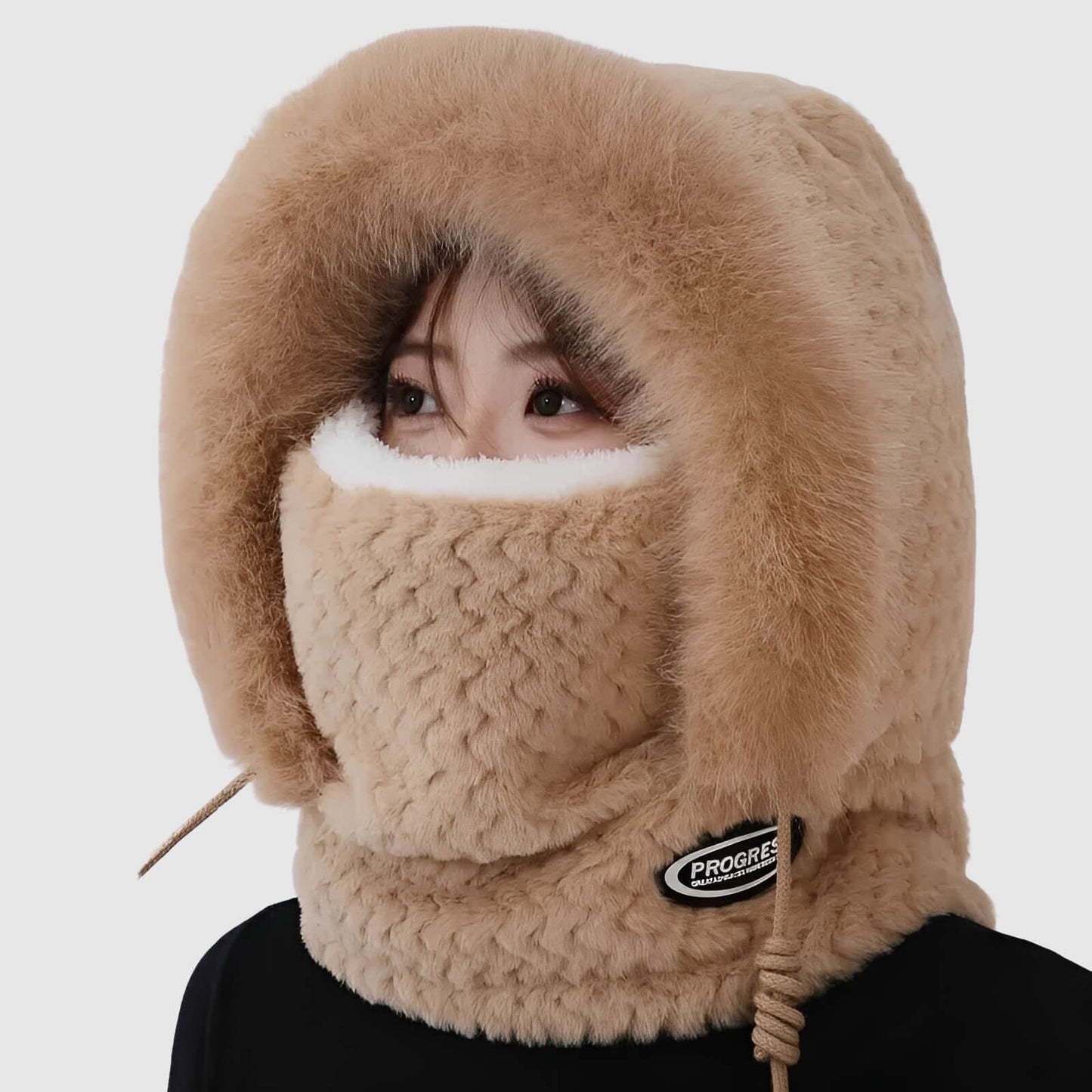 Bonnet écharpe femme hiver épais avec protection du cou et des oreilles