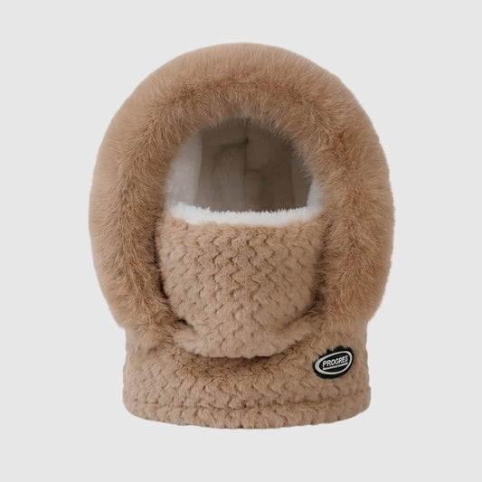 Bonnet écharpe femme hiver épais avec protection du cou et des oreilles