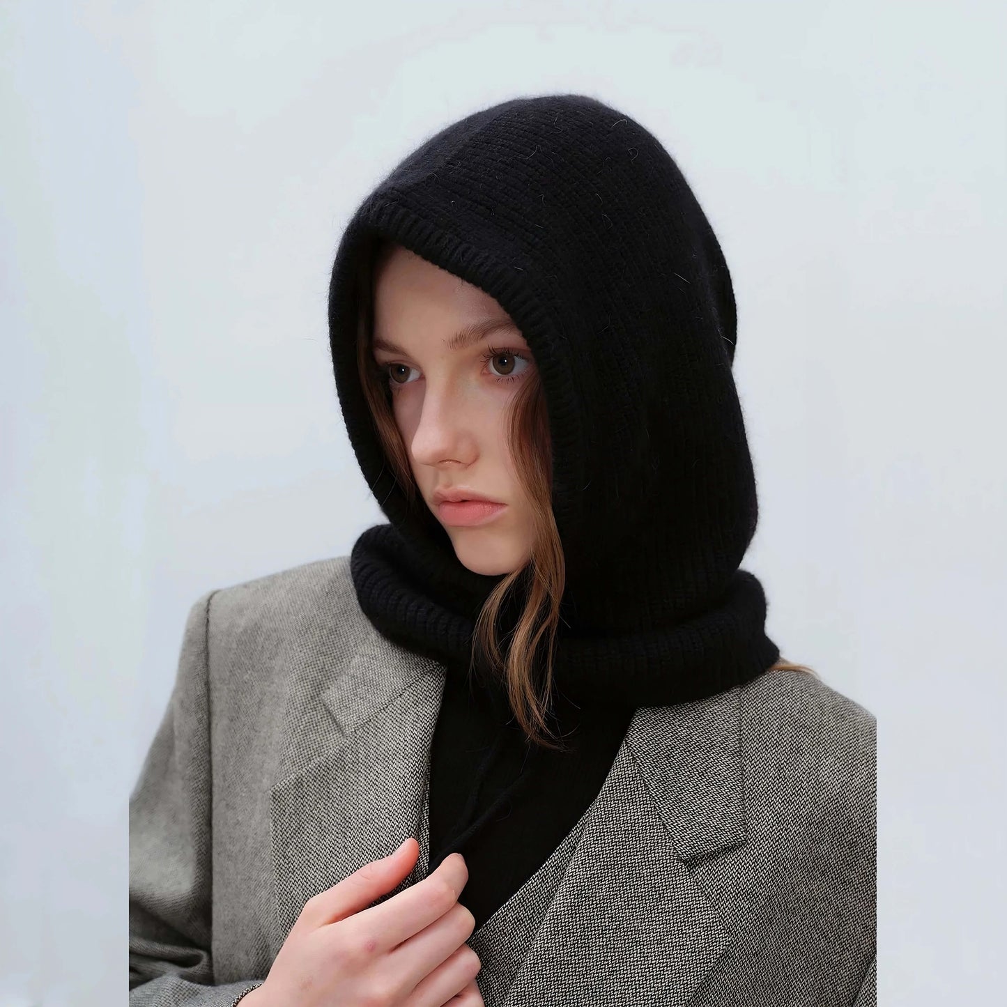 Bonnet écharpe femme hiver chaud à capuche