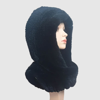 Bonnet écharpe intégrée en laine pour femme