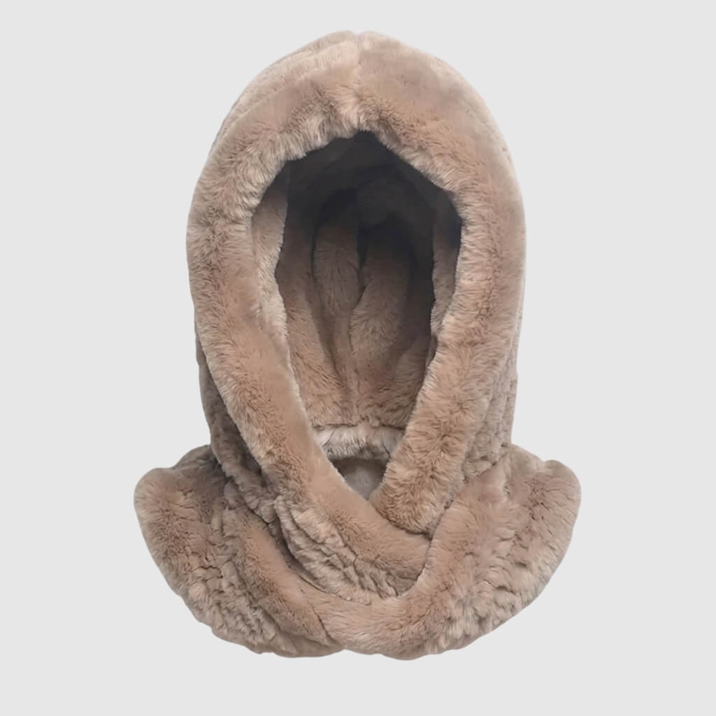 Bonnet écharpe intégrée en laine pour femme