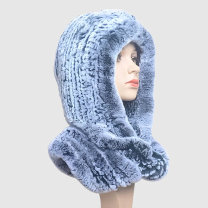 Bonnet écharpe intégrée en laine pour femme