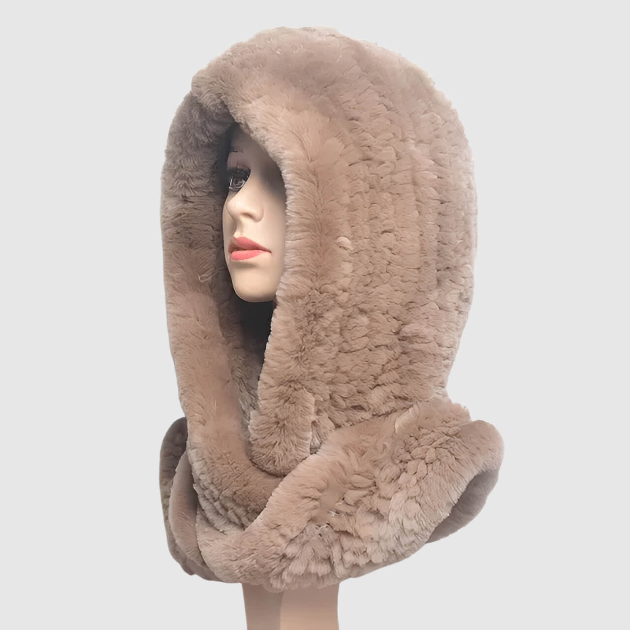 Bonnet écharpe intégrée en laine pour femme