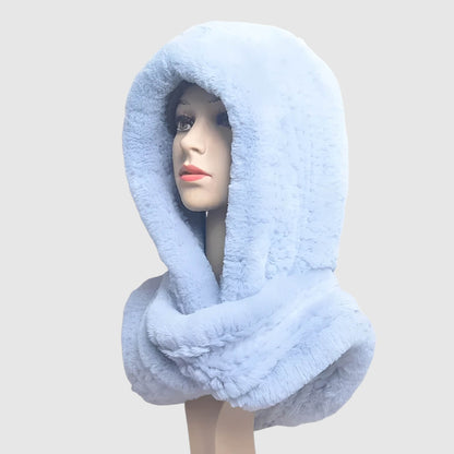 Bonnet écharpe intégrée en laine pour femme