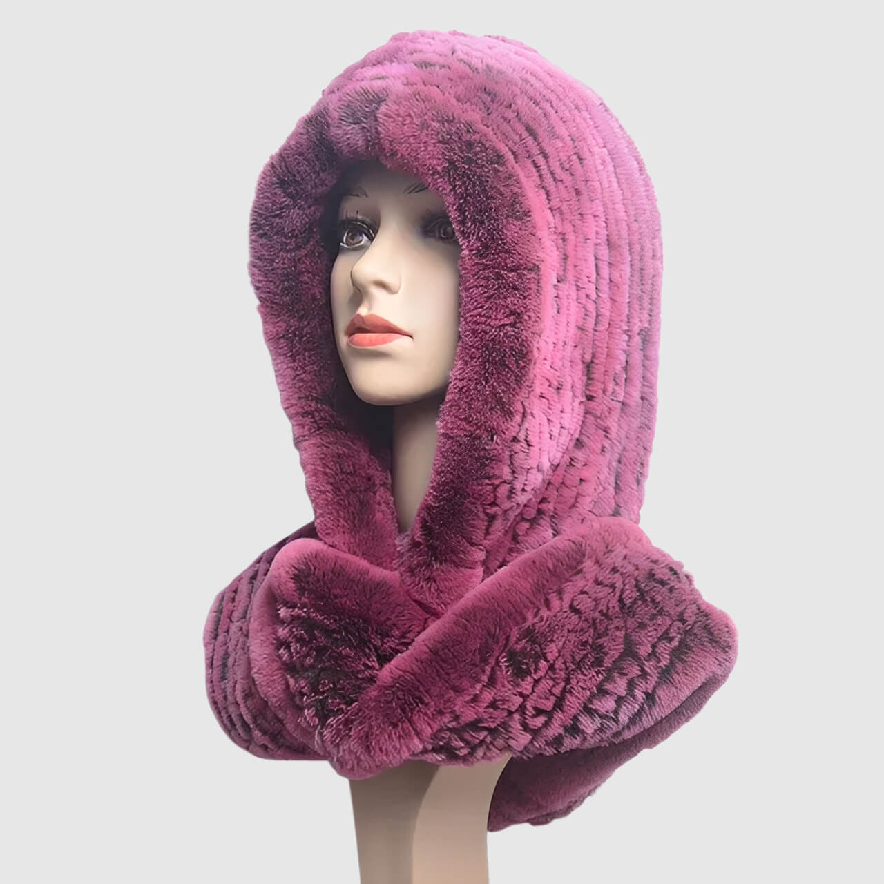 Bonnet écharpe intégrée en laine pour femme