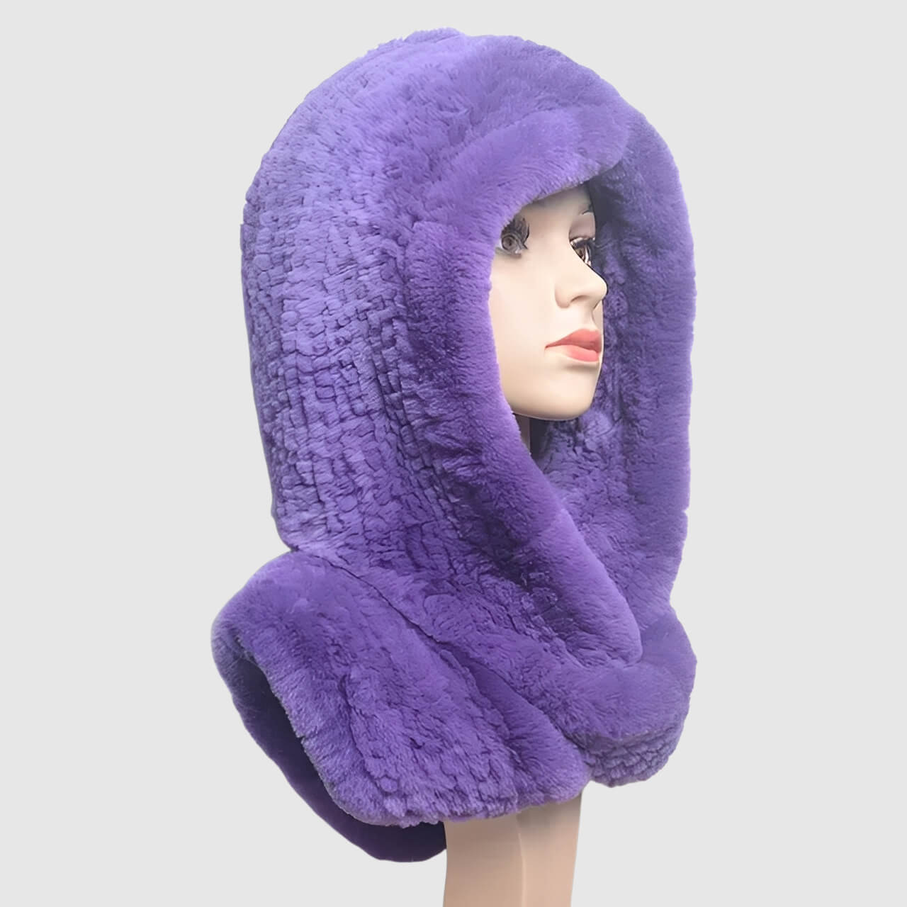 Bonnet écharpe intégrée en laine pour femme