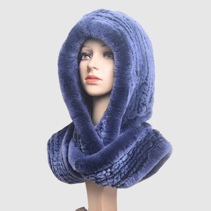 Bonnet écharpe intégrée en laine pour femme