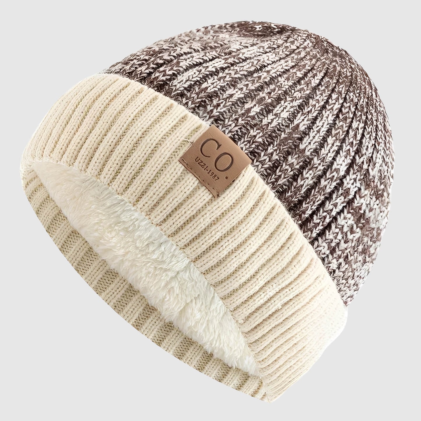 Bonnet en laine bicolore unisexe doublé chaud