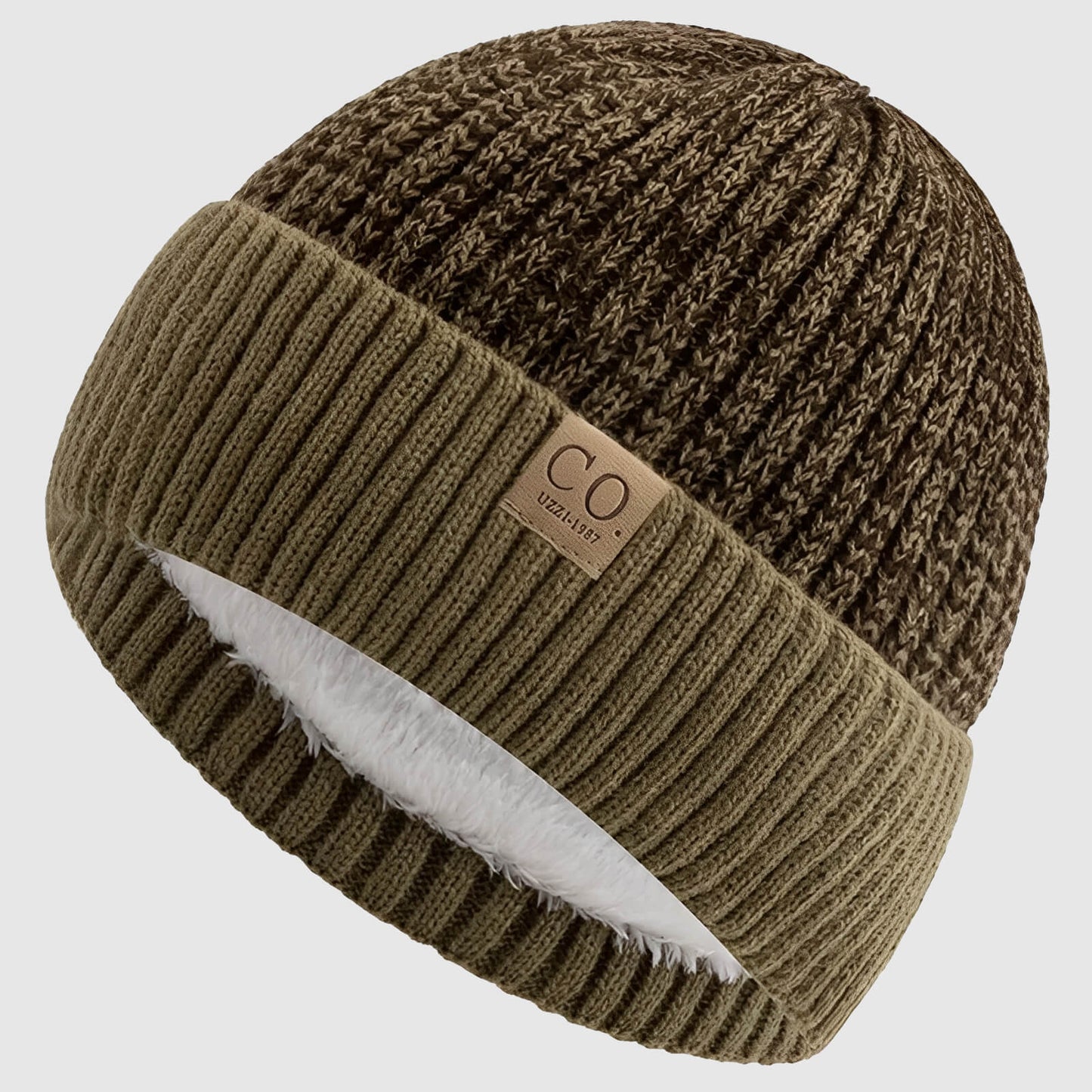 Bonnet en laine bicolore unisexe doublé chaud