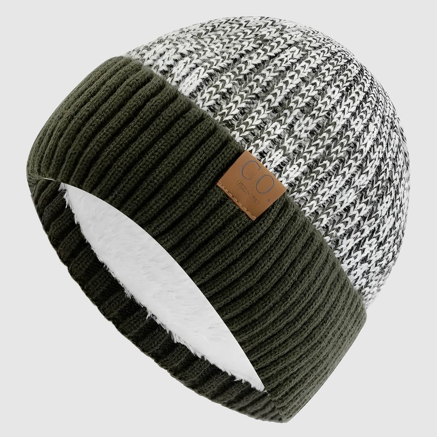 Bonnet en laine bicolore unisexe doublé chaud