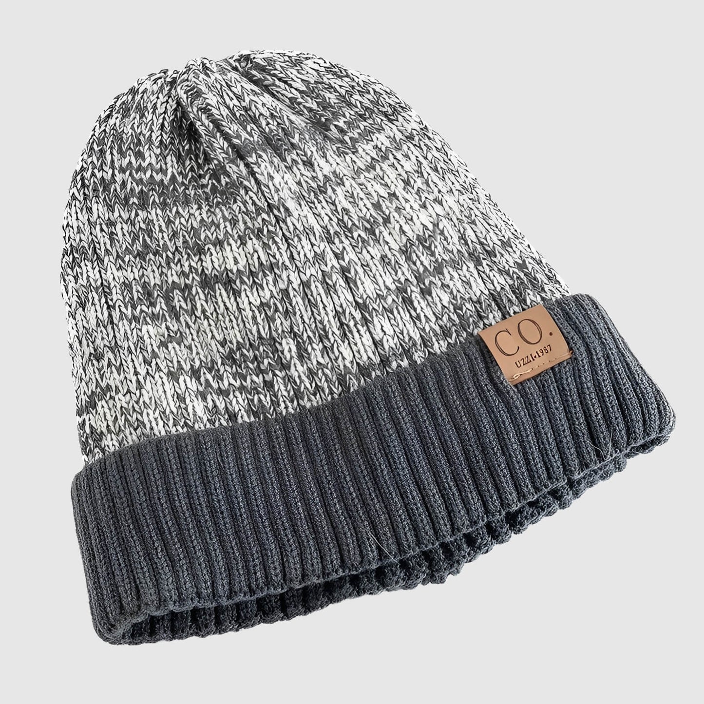 Bonnet en laine bicolore unisexe doublé chaud