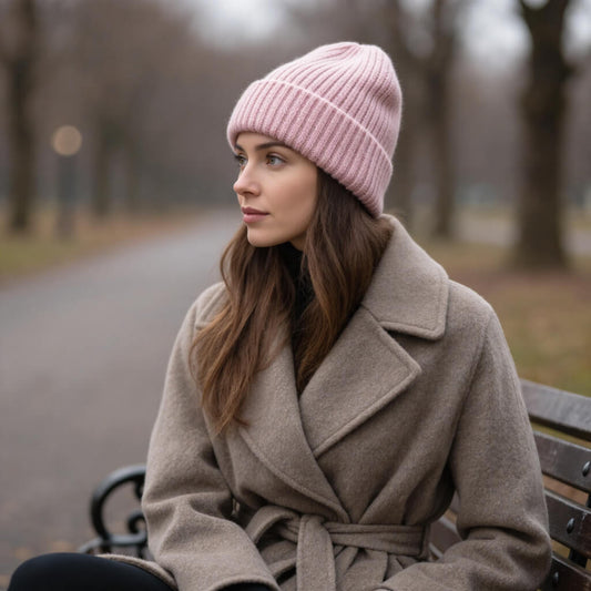 Bonnet en laine femme hiver à double épaisseur