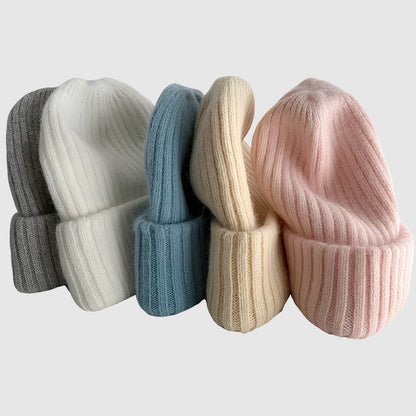 Bonnet en laine femme hiver à double épaisseur