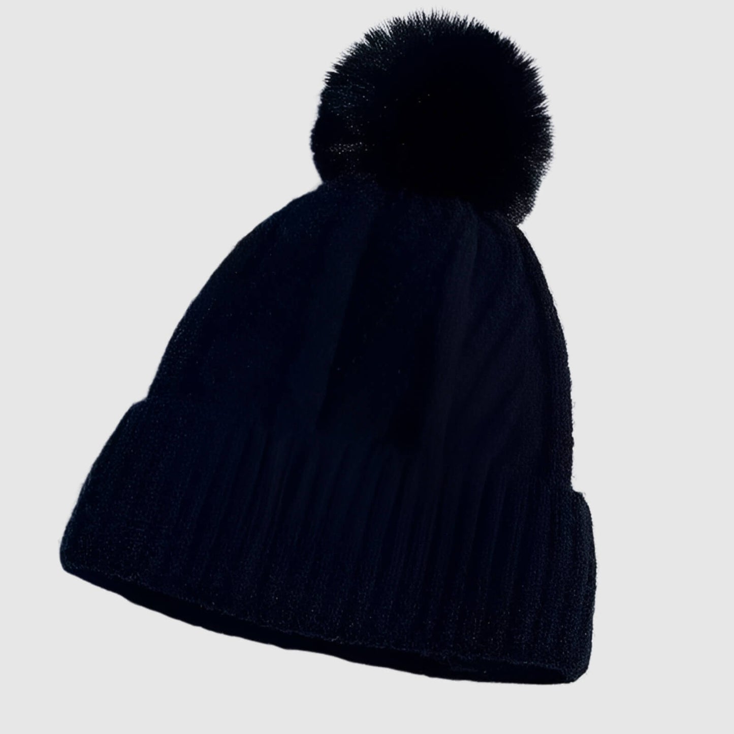 Bonnet en laine femme hiver torsadé pompon fourrure
