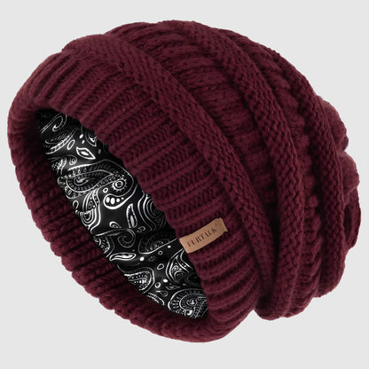 Bonnet en laine pour femme doublé satin