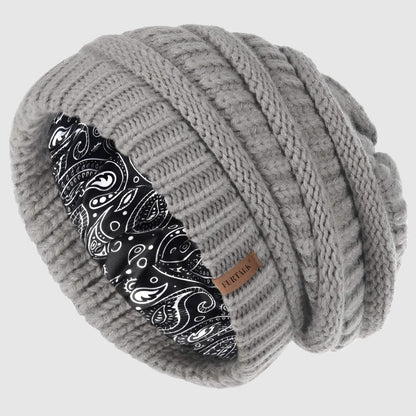 Bonnet en laine pour femme doublé satin