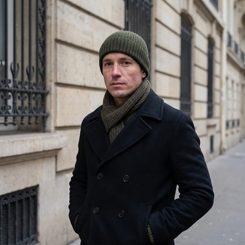 Bonnet en laine unisexe hiver épais tricoté