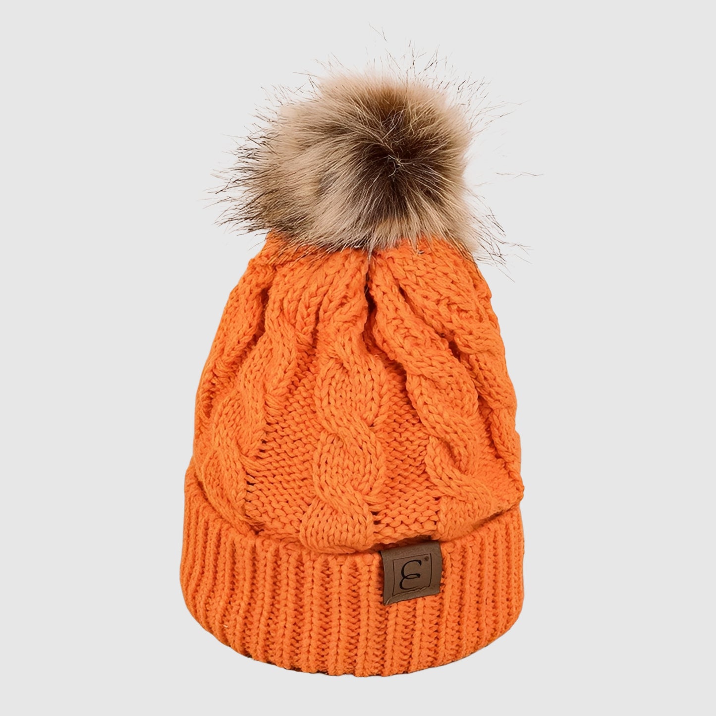 Bonnet en laine unisexe torsadé pompon hiver
