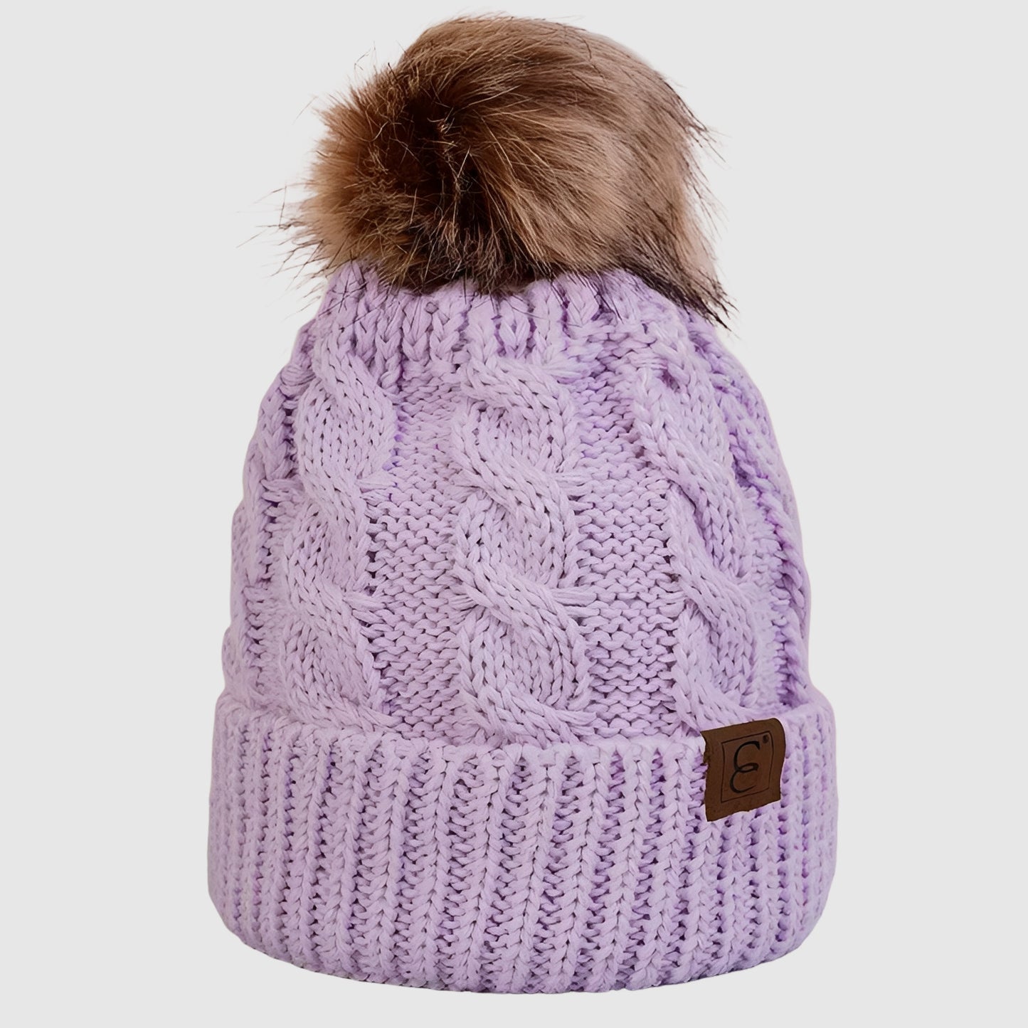 Bonnet en laine unisexe torsadé pompon hiver