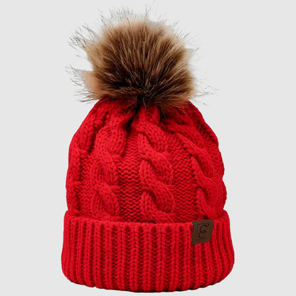 Bonnet en laine unisexe torsadé pompon hiver