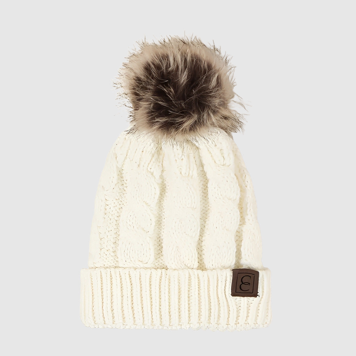 Bonnet en laine unisexe torsadé pompon hiver