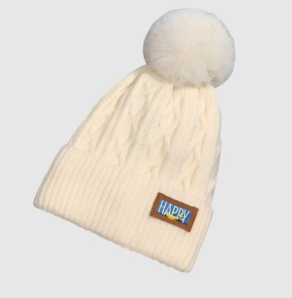 Bonnet pompon épais pour femme hiver