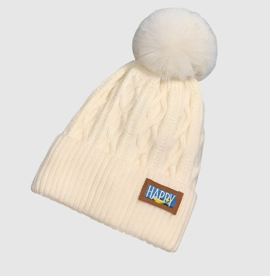 Bonnet pompon épais pour femme hiver