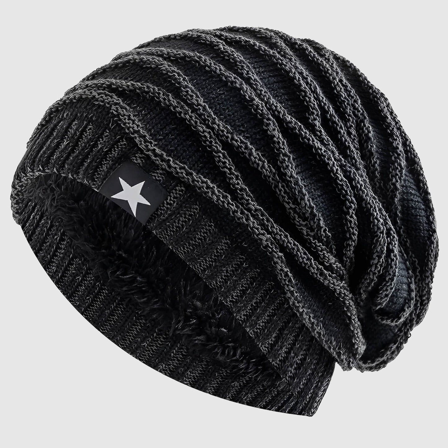 Bonnet relâché unisexe hiver doublé fourrure étoilée