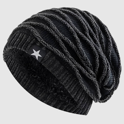 Bonnet relâché unisexe hiver doublé fourrure étoilée