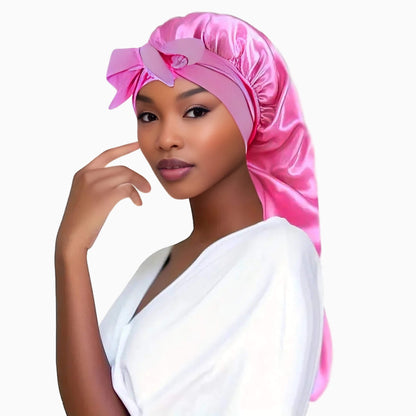 Bonnet en satin doux avec nœud pour cheveux féminins