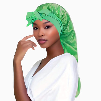 Bonnet en satin doux avec nœud pour cheveux féminins
