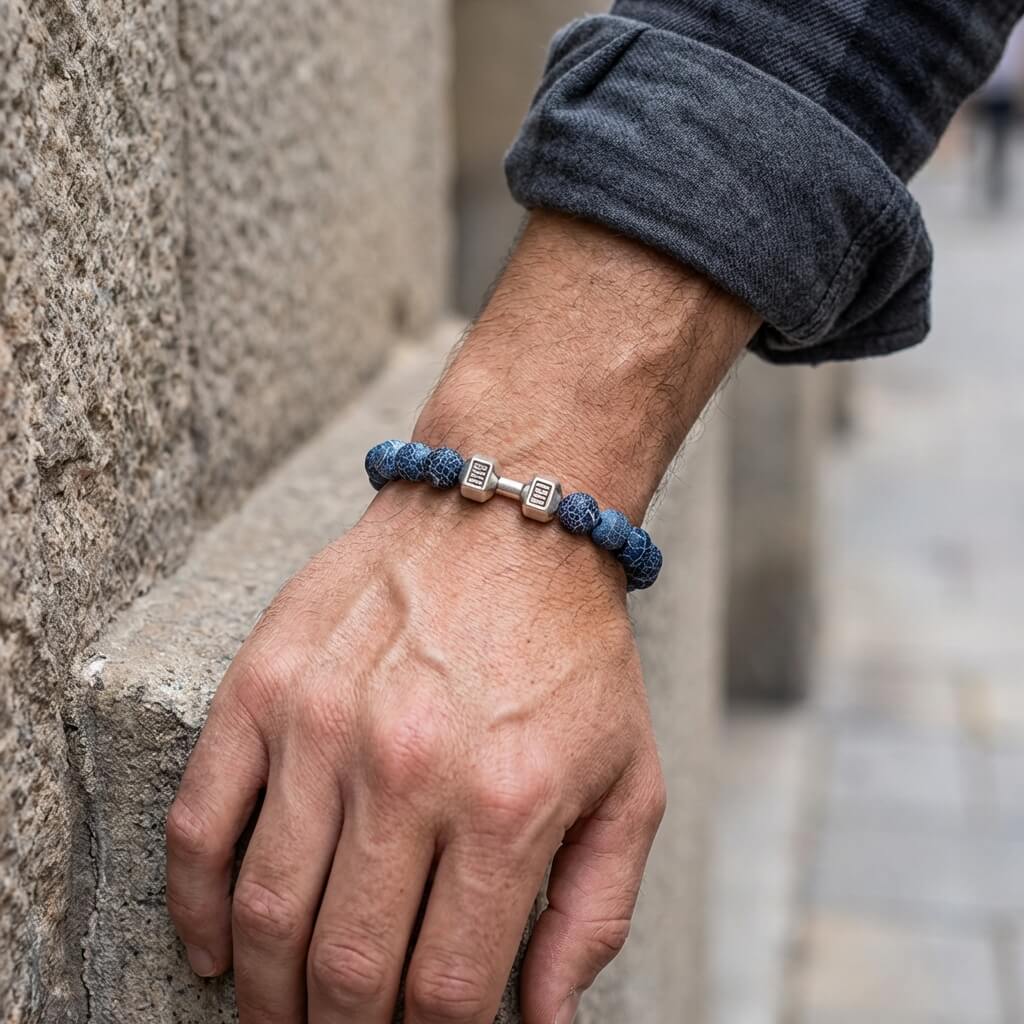 Bracelet en perles texturées mates