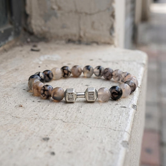 Bracelet en perles texturées mates