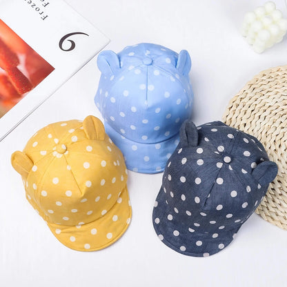 Casquette bébé à pois avec oreilles – 6 à 24 mois