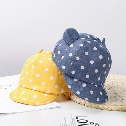Casquette bébé à pois avec oreilles – 6 à 24 mois