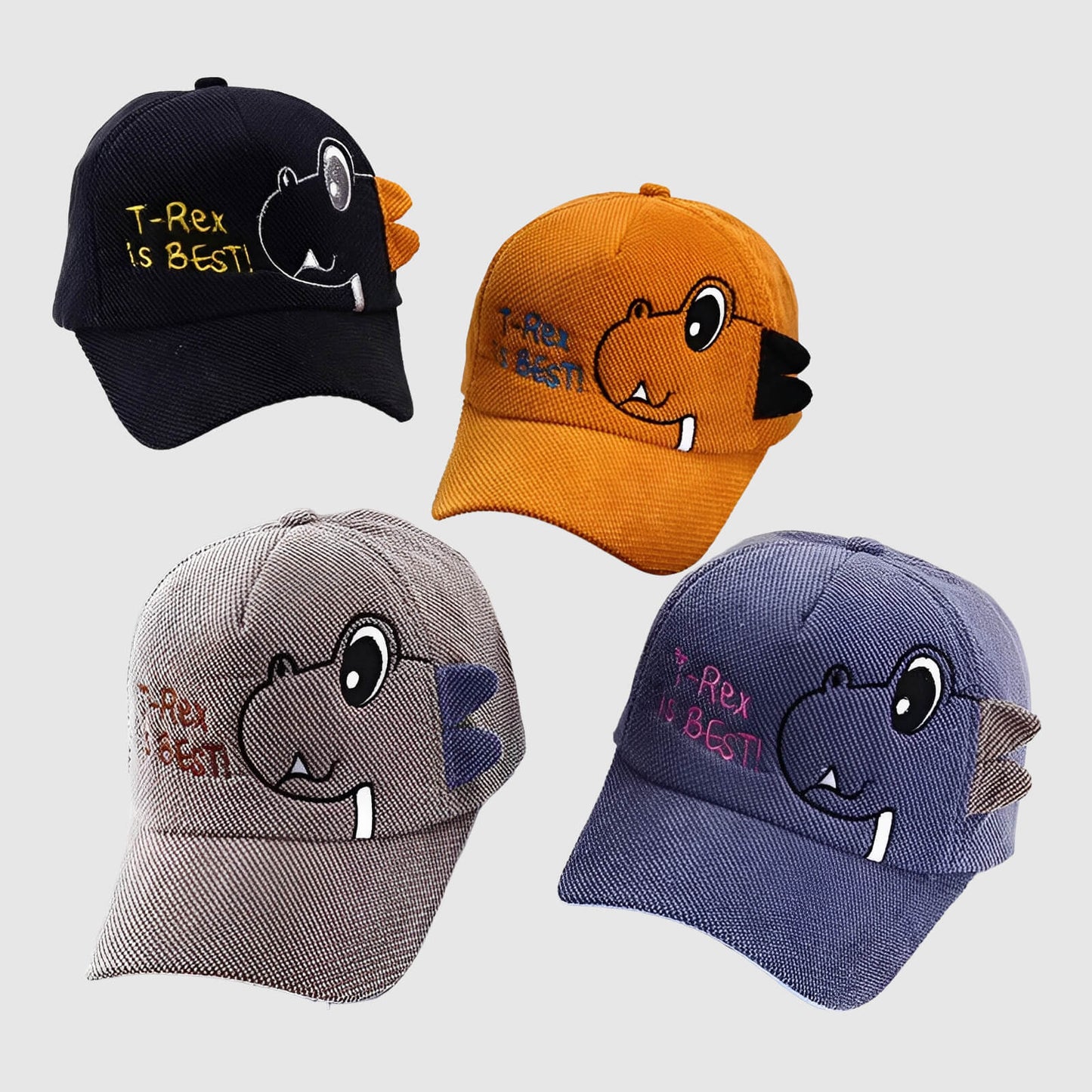 Casquette enfant dinosaure en velours côtelé – fun et protection au soleil