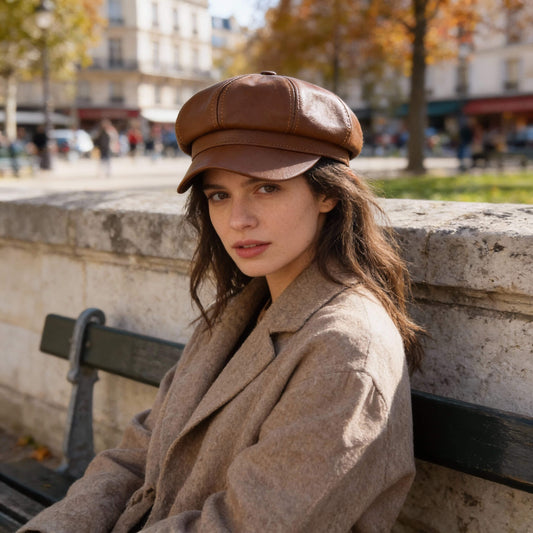 Casquette gavroche en simili cuir – rétro chic pour l’hiver