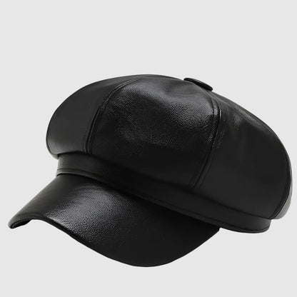 Casquette gavroche en simili cuir – rétro chic pour l’hiver