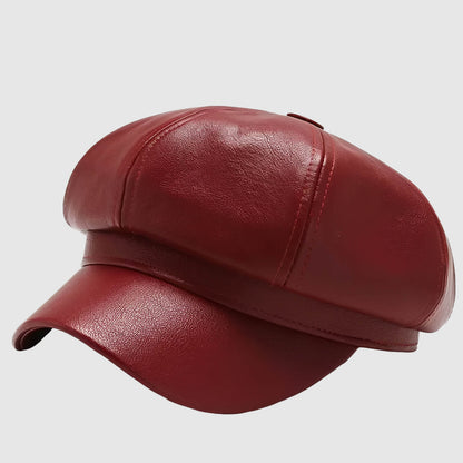 Casquette gavroche en simili cuir – rétro chic pour l’hiver