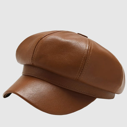 Casquette gavroche en simili cuir – rétro chic pour l’hiver