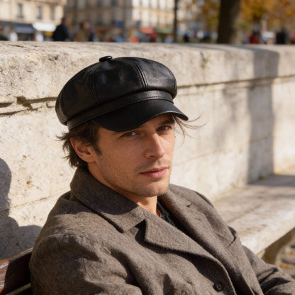 Casquette gavroche en simili cuir – rétro chic pour l’hiver