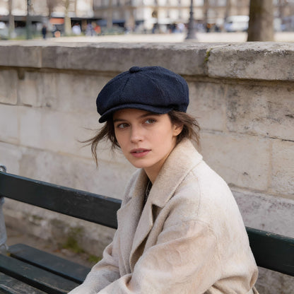 Casquette gavroche en tweed chevrons – style chauffeur rétro unisexe