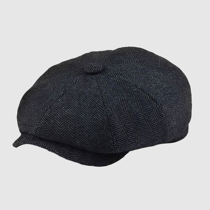 Casquette gavroche en tweed chevrons – style chauffeur rétro unisexe