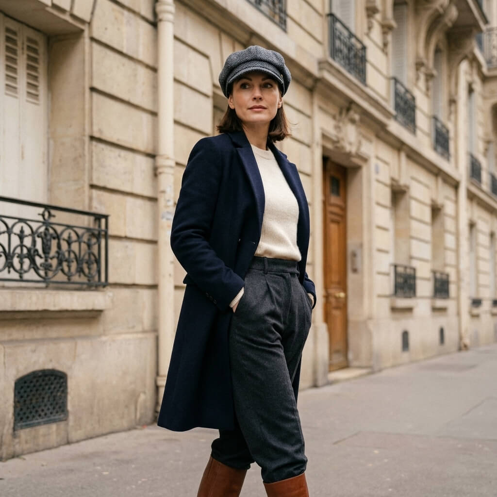 Casquette gavroche femme – gris moucheté, chic discret