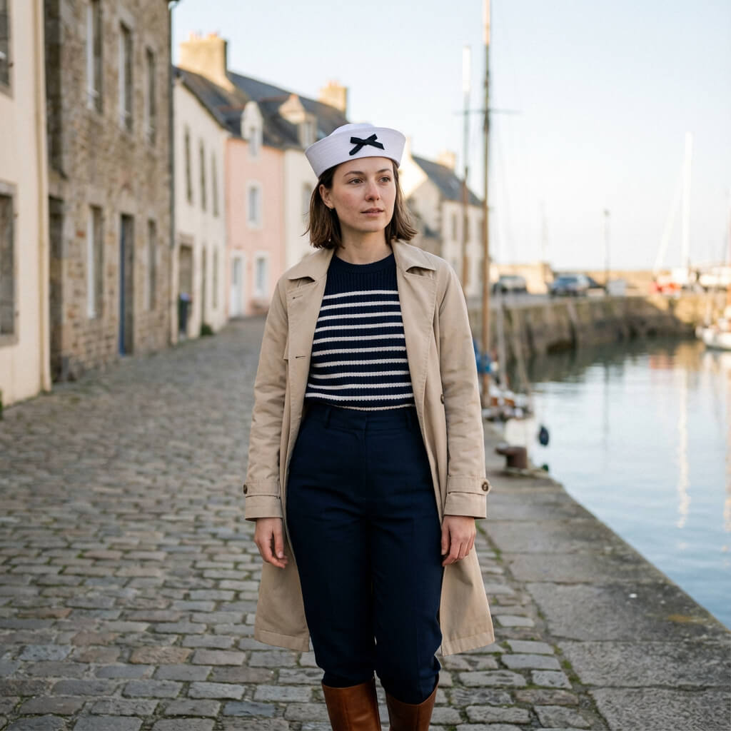 Casquette marin femme avec nœud