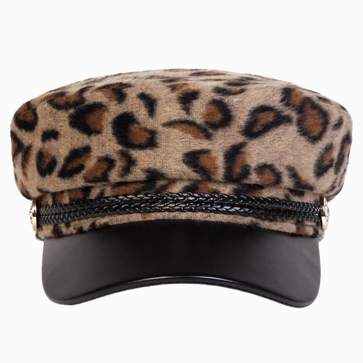 Casquette marin léopard en fausse fourrure pour femme
