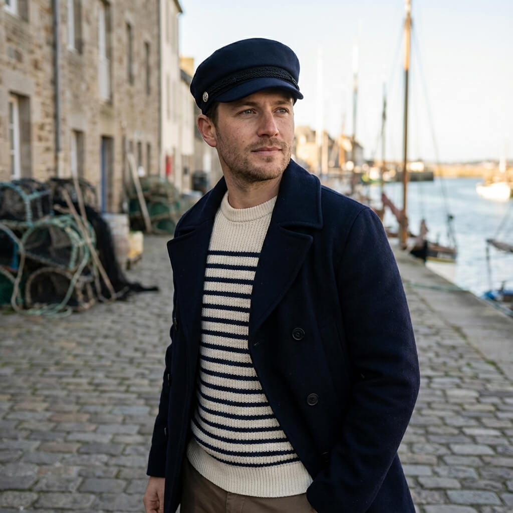 Casquette marin unisexe avec boucle décorative