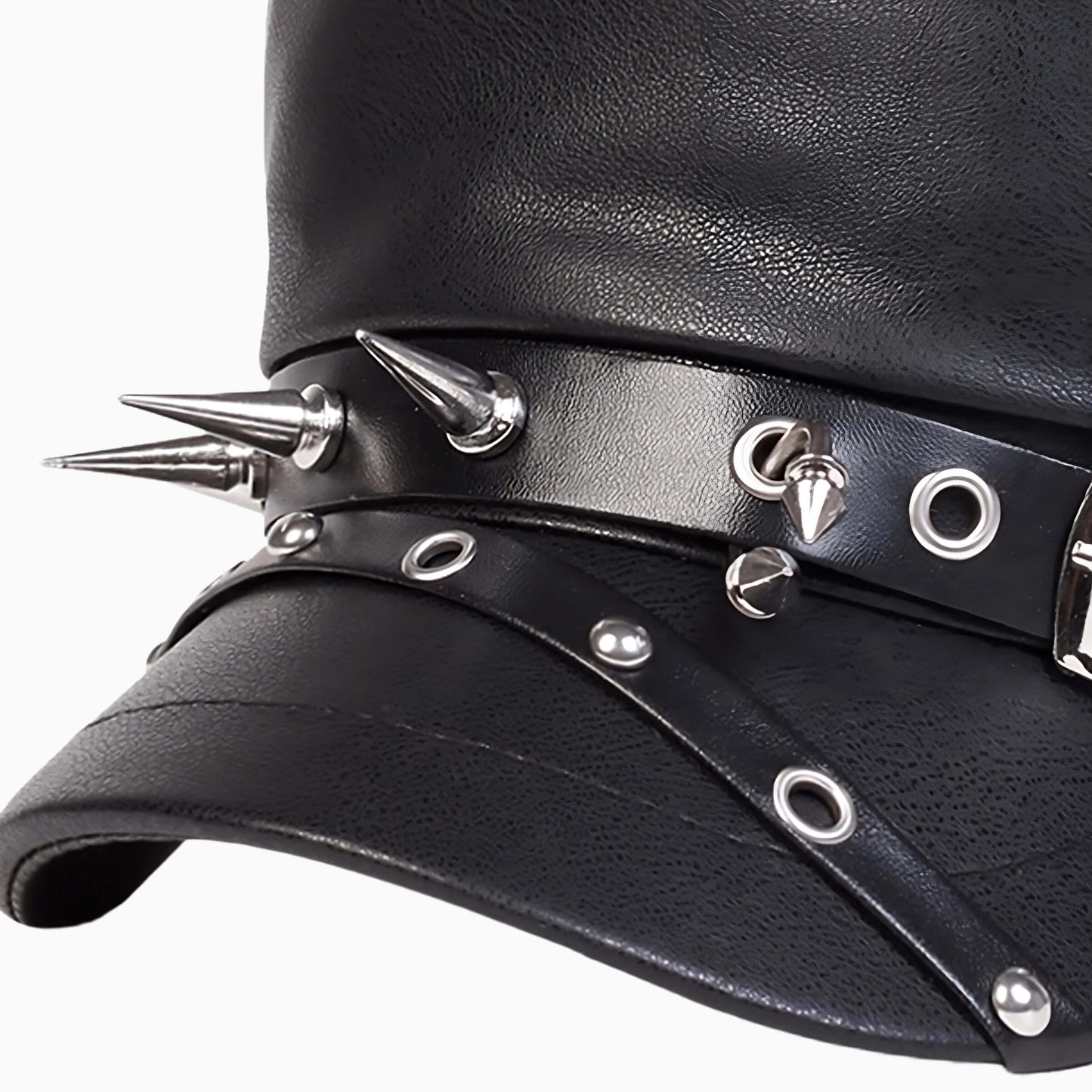Casquette marin unisexe en similicuir à rivets