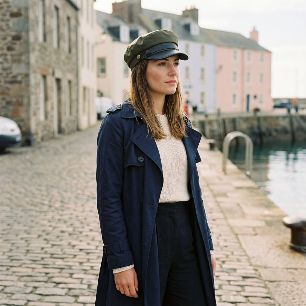 Casquette marin unisexe en similicuir élégant