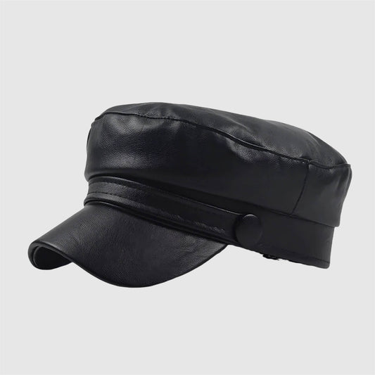 Casquette marin unisexe en similicuir